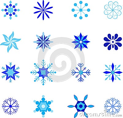 Isolated Blue Snoflake Illustrations Cartoon Illustration