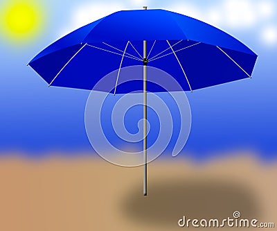 Isolated blue sun umbrella on the background Stock Photo