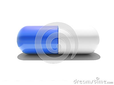 An isolated blue and white capsule Stock Photo