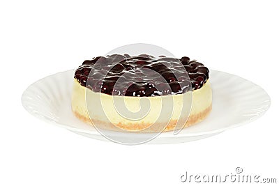 Isolated blueberry cheesecake Stock Photo