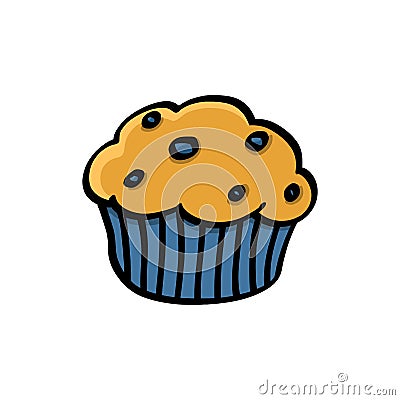 Blueberry muffin illustration on white background Cartoon Illustration