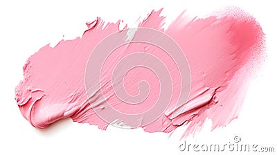 Isolated blush Brush Stroke on a white Background. Acrylic Paint Texture with Copy Space Stock Photo