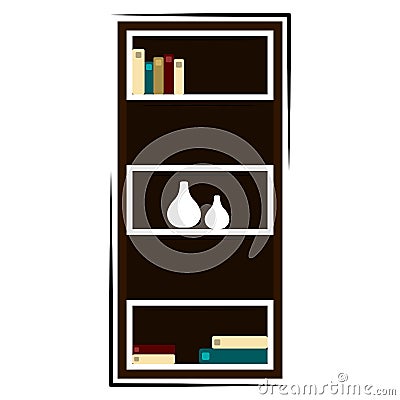 Isolated bookcase image Vector Illustration