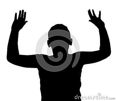 Isolated Boy Child Gesture Hands Up Vector Illustration