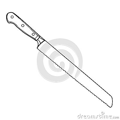 Isolated Bread Knife Cartoon Drawing Vector Illustration