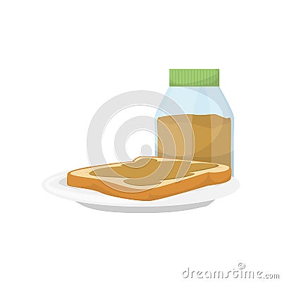 Isolated breakfast peanut butter. Vector Illustration