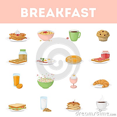 Isolated breakfast set. Vector Illustration