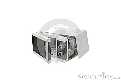 Isolated Broken microwave oven Stock Photo