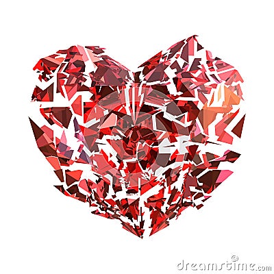 Isolated broken red ruby heart Vector Illustration