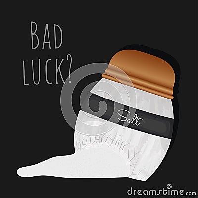 Isolated broken salt shaker Bad luck Friday thirteen Vector Vector Illustration