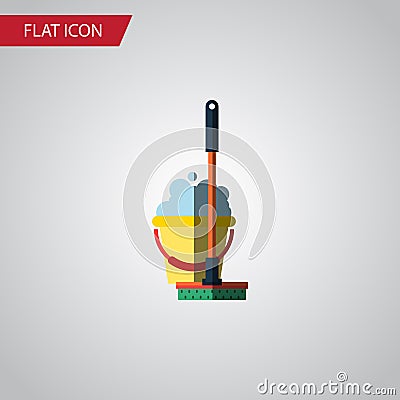 Isolated Bucket Flat Icon. Mop Vector Element Can Be Used For Bucket, Mop, Cleaning Design Concept. Vector Illustration