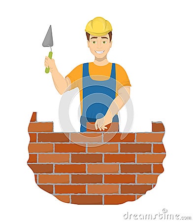 Isolated builder bricklayer. Vector Illustration