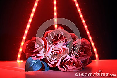 An Isolated Bunch Of Artificial Red Roses. Stock Photo