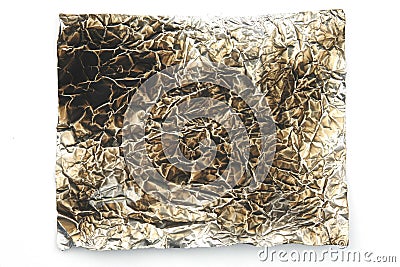 Isolated burned aluminum foil Stock Photo