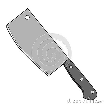 Isolated Butcher Knife Cartoon Drawing Vector Illustration