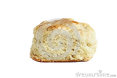 Isolated Buttermilk Southern Biscuit over White Stock Photo