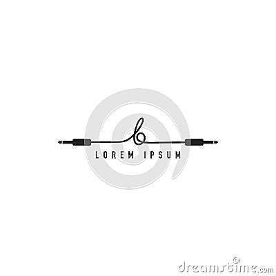 An isolated cable jack audio logo concept. Letter b lowercase alphabet logo design template. Vector Illustration