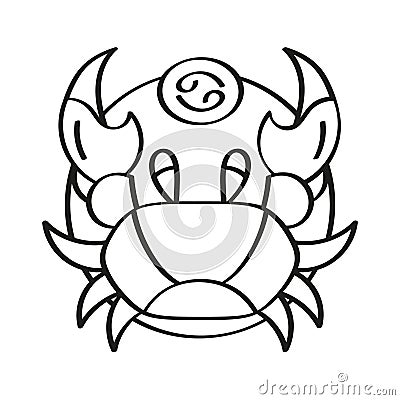 Isolated cancer icon outline zodiac sign Vector Illustration