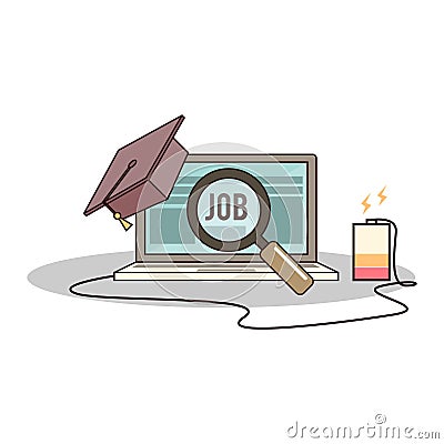 Isolated cartoon college degree online job searching Vector Illustration