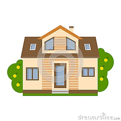 Isolated cartoon house. Vector Illustration