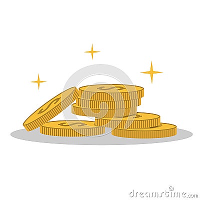 Isolated cartoon shine gold coin Vector Illustration