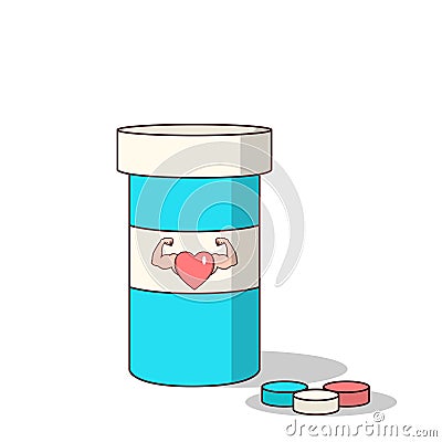 Isolated cartoon viagra drugs for making love stronger Vector Illustration