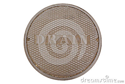 Isolated cast-iron drain cover Stock Photo