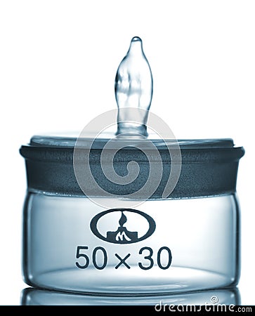 Isolated chemical sample bottle on table Stock Photo