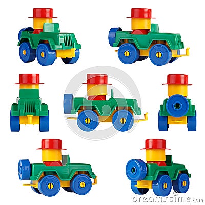 Isolated children toy car SUV. different angles Stock Photo