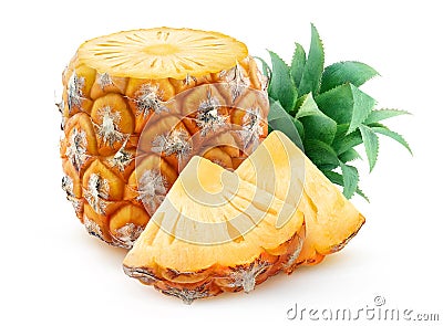 Isolated chopped pineapple Stock Photo