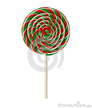 Isolated christmas green and red lollipop illustration Vector Illustration