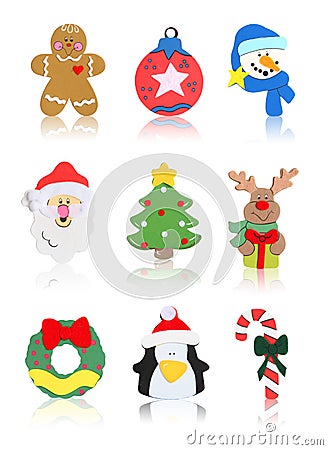 Isolated Christmas Icons Stock Photo