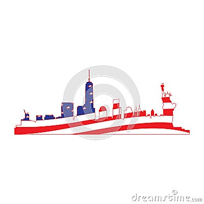 Isolated cityscape of New York Vector Illustration