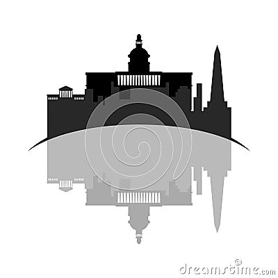 Isolated cityscape of Washington city Vector Illustration