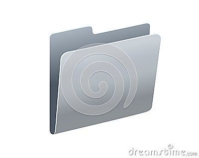 Classic gradient grey computer file folder icon with document Stock Photo
