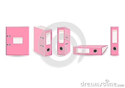 Isolated clip art office arch mechanism pink folders set Vector Illustration