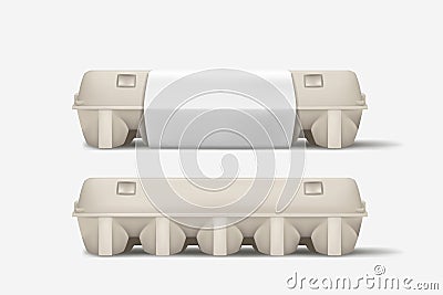 Isolated closed gray eggs box on white Vector Illustration