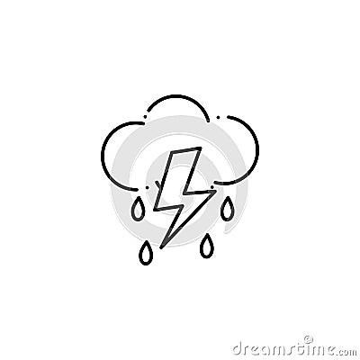 Isolated cloud rain and thunder icon line design Vector Illustration