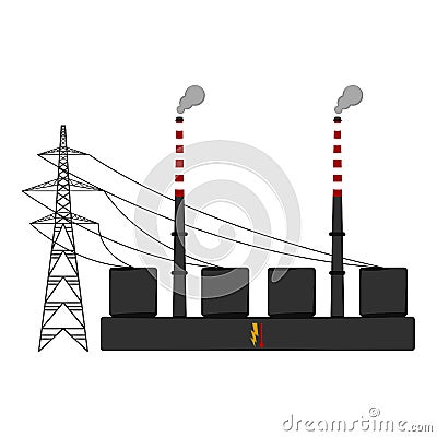 Isolated coal power plant Vector Illustration
