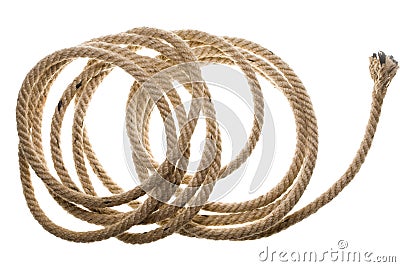 Isolated coiled rope Stock Photo