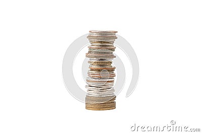 isolated coin stack column, concept of future money growth increases Stock Photo