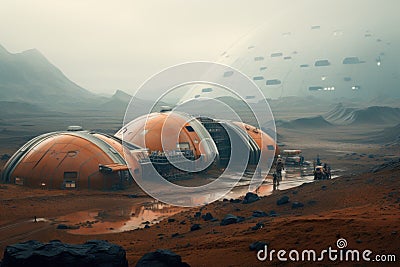 Isolated Colony base Mars. Generate Ai Stock Photo