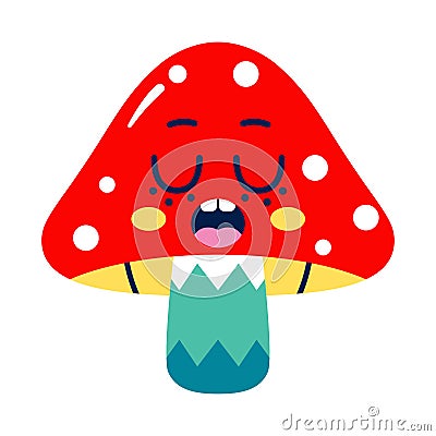 Isolated colored asleep mushroom emote Vector Vector Illustration