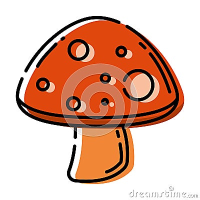 Isolated colored autumn mushroom sketch icon Vector Vector Illustration