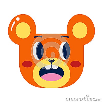 Isolated colored cute worried bear emote Vector Vector Illustration