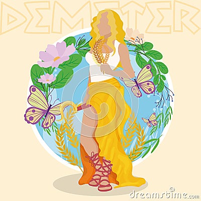 Isolated colored demeter greek god of harvest and fertility character Vector Vector Illustration