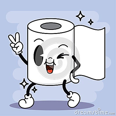 Isolated colored happy toilet paper traditional cartoon character Vector Vector Illustration