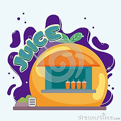 Isolated colored juice shop building sketch icon Vector Vector Illustration