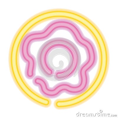 Isolated colored neon donut icon Vector Cartoon Illustration