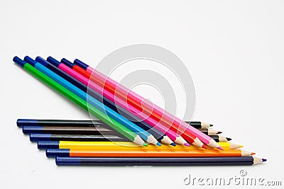 Isolated colored pencil arrangement Stock Photo